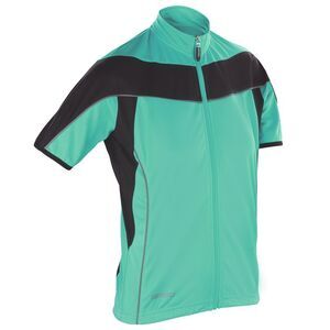 Spiro Womens Cycling 1/4 Zip Cool-Dry Performance Top / Aqua / Black